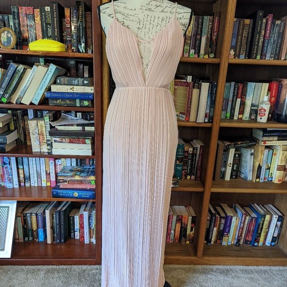BCBGeneration Dresses & Skirts - Bcbgeneration pink chiffon and lace pleated column dress nwt sz 2